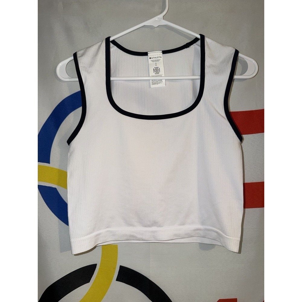 Athleta Tank Top Womens Small White Ribbed Stretch Performance